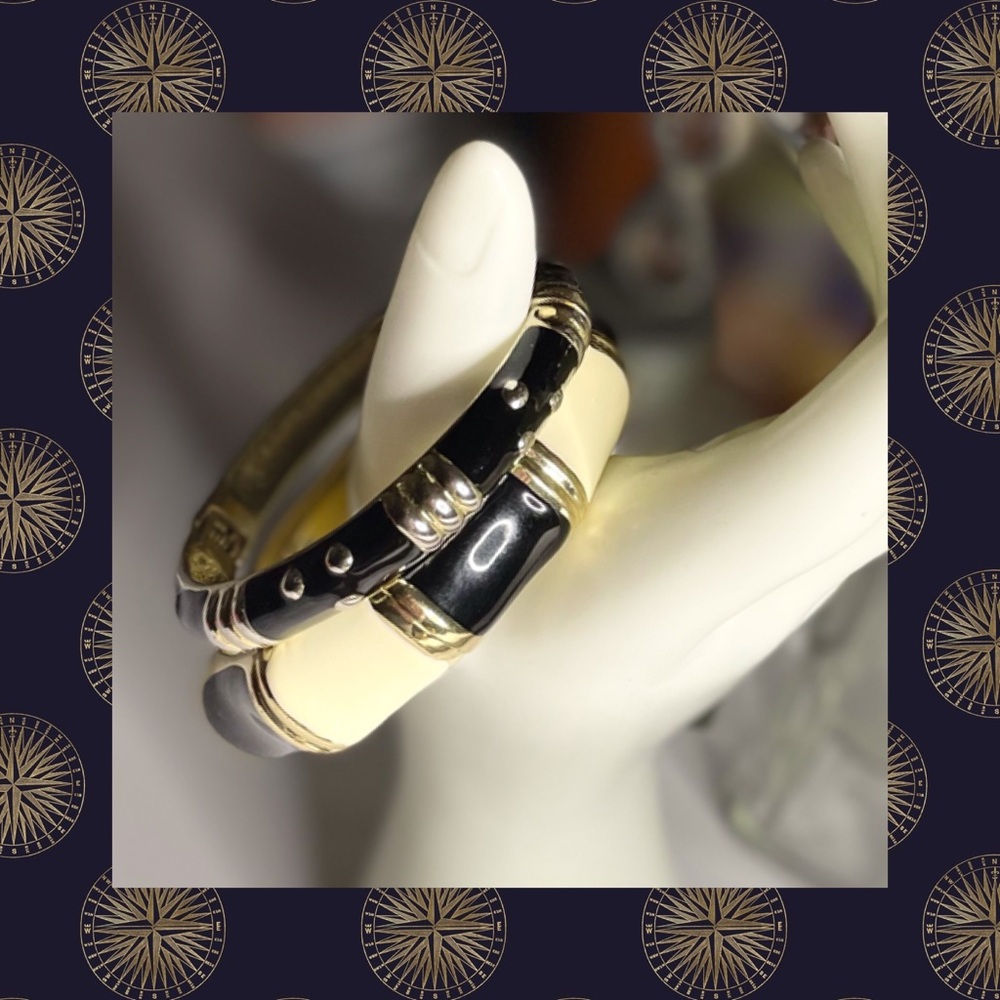 Black and Cream Bangle Set